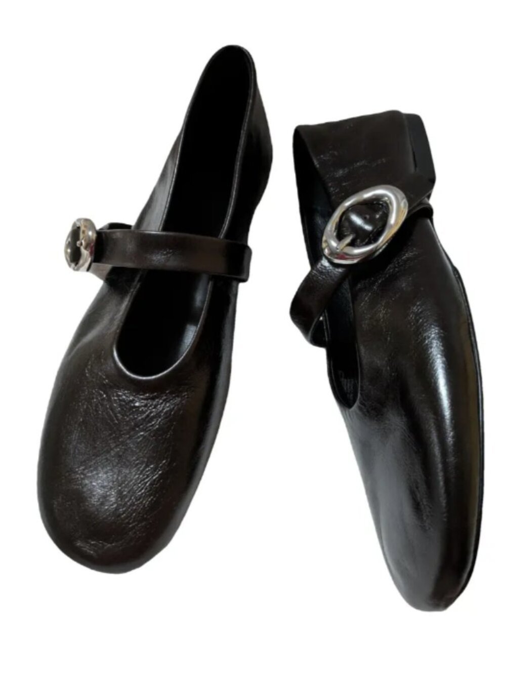 Massimo Dutti Leather Ballet Flats – Brown – Size 37